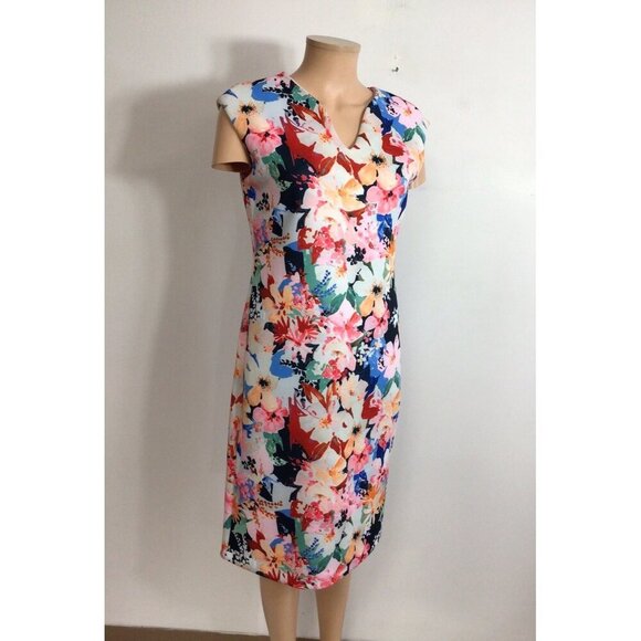 Tahari Floral Dress Sleeveless Womens Medium New - Picture 1 of 9